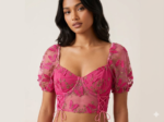 Butterfly bloom mesh crop top